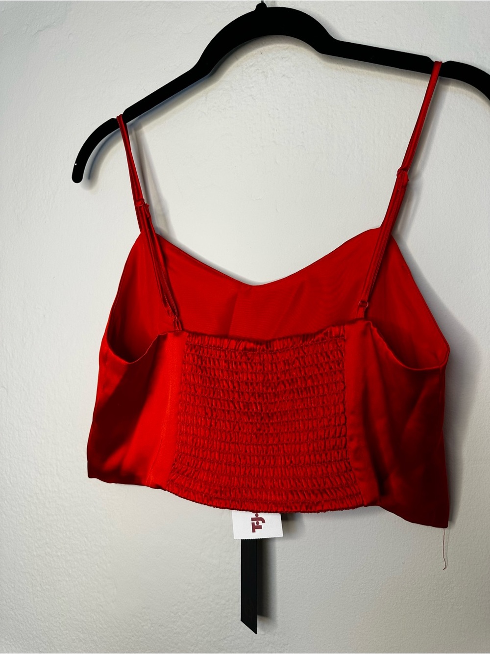 House of Harlow 1960 Red Satin Spaghetti Crop Cami - Picture 2 of 3